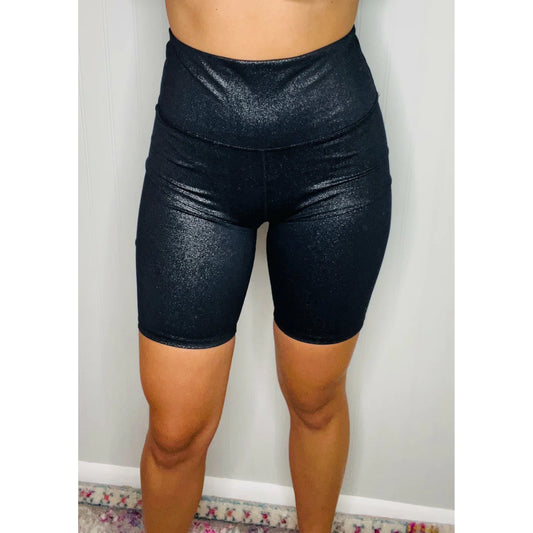 FAUX LEATHER BLACK BIKER SHORTS